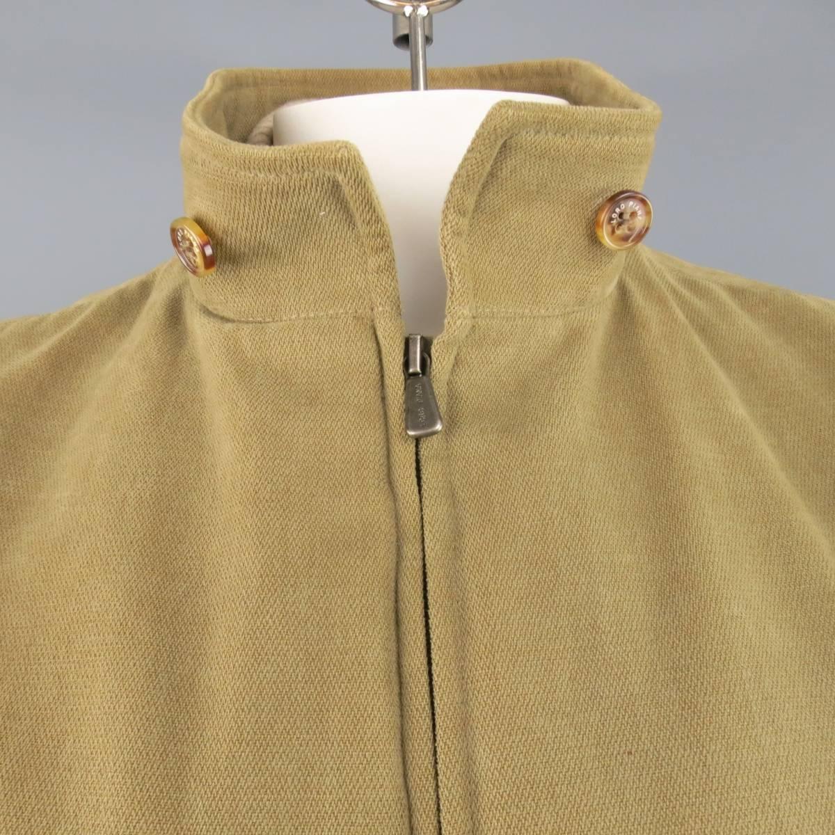 LORO PIANA XL Tan Beige Cotton Storm System Rain Protection Vest In Excellent Condition In San Francisco, CA