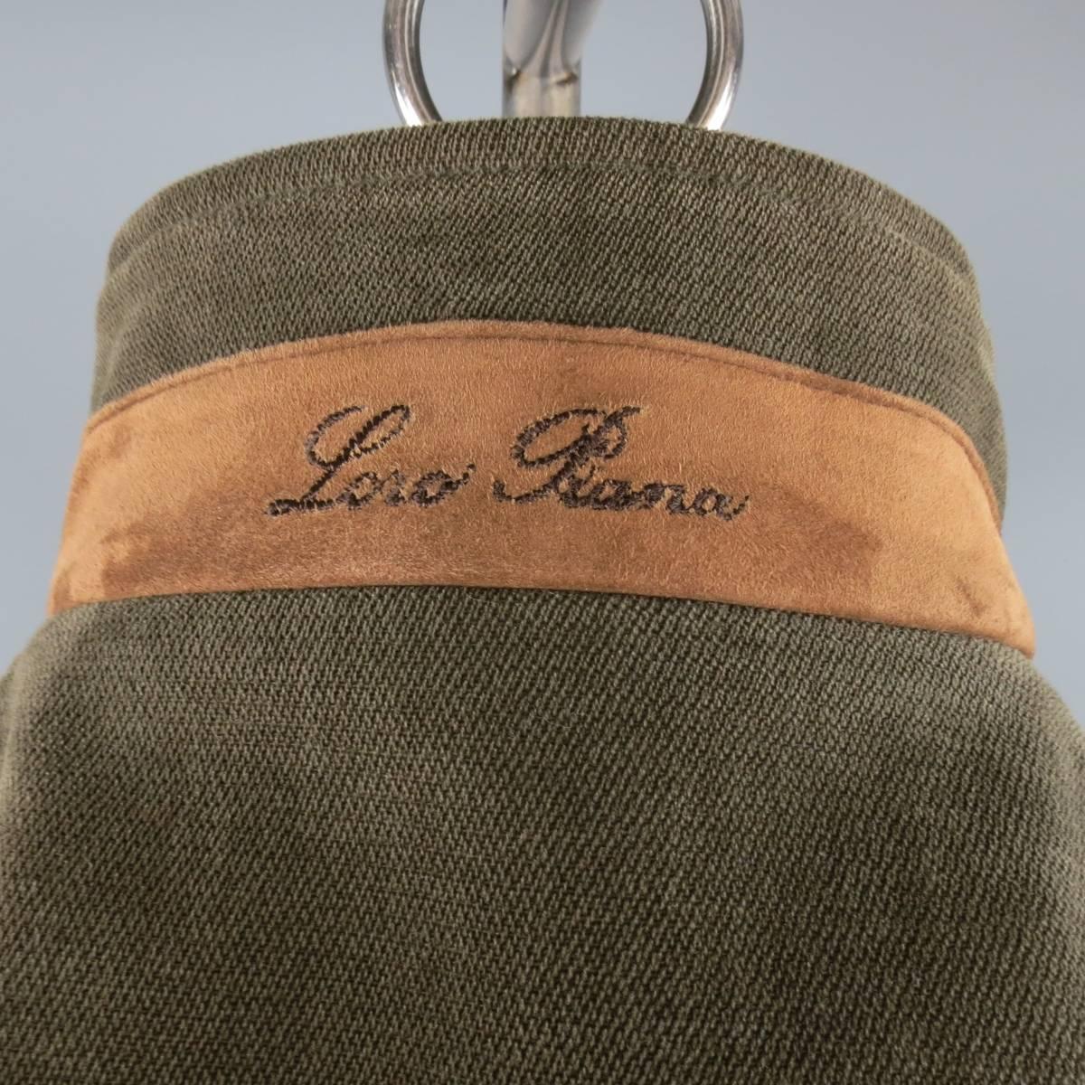 Men's LORO PIANA XL Olive Solid Cotton Storm System Rain Protection Vest 2