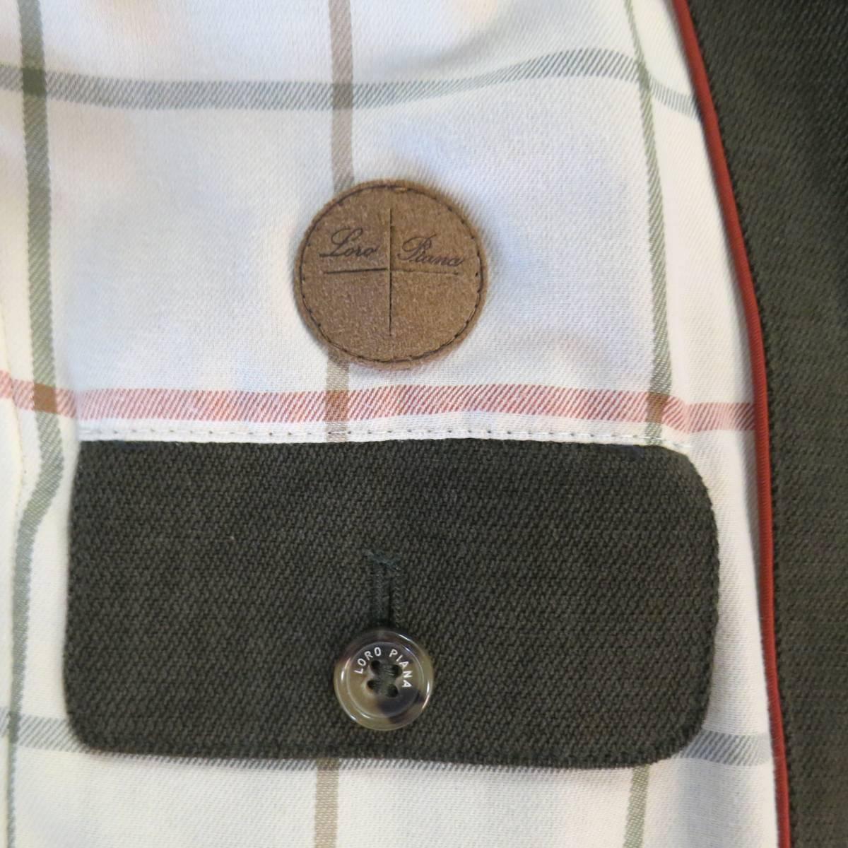 Men's LORO PIANA XL Olive Solid Cotton Storm System Rain Protection Vest 4