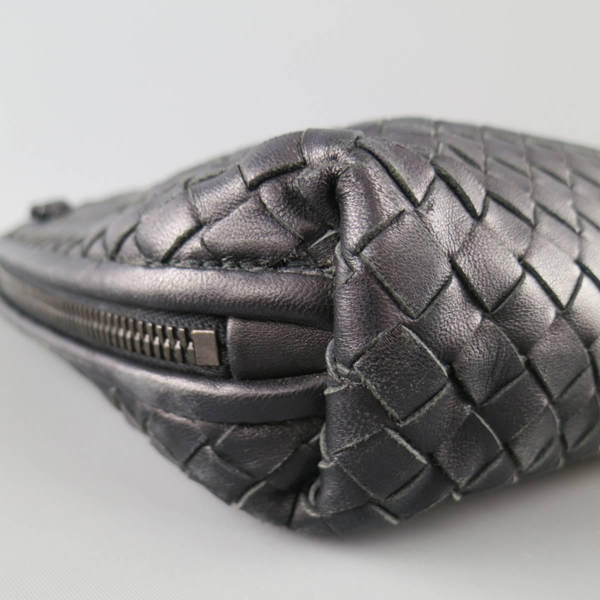 BOTTEGA VENETA Navy Intrecciato Woven Leather Skinny Shoulder Strap Handbag 1