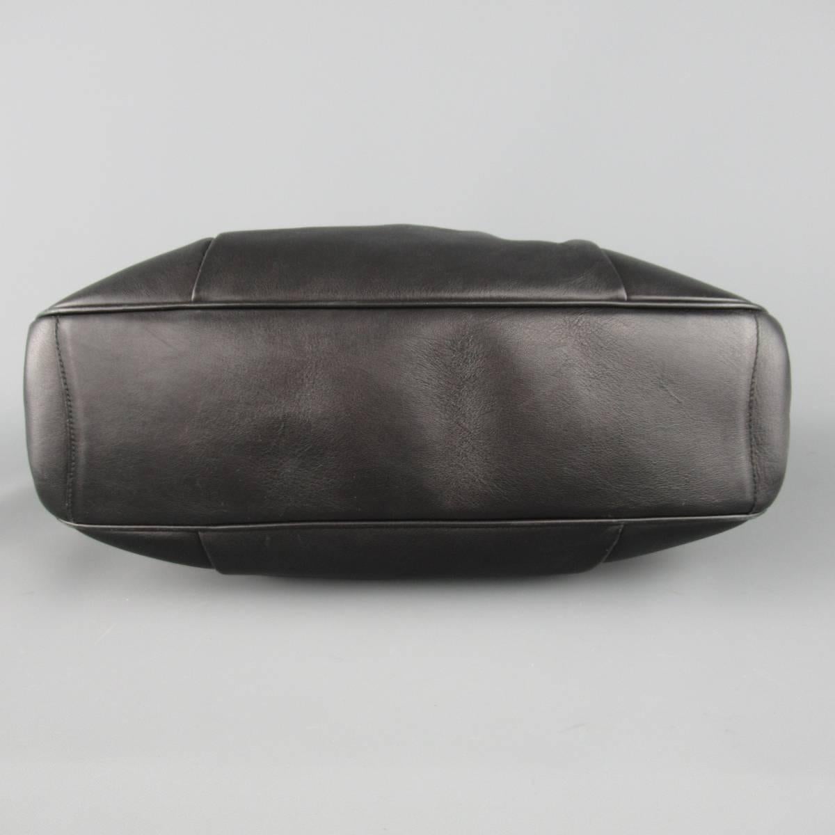 BURBERRY LONDON Black Leather Drawstring Hobo Handbag 1