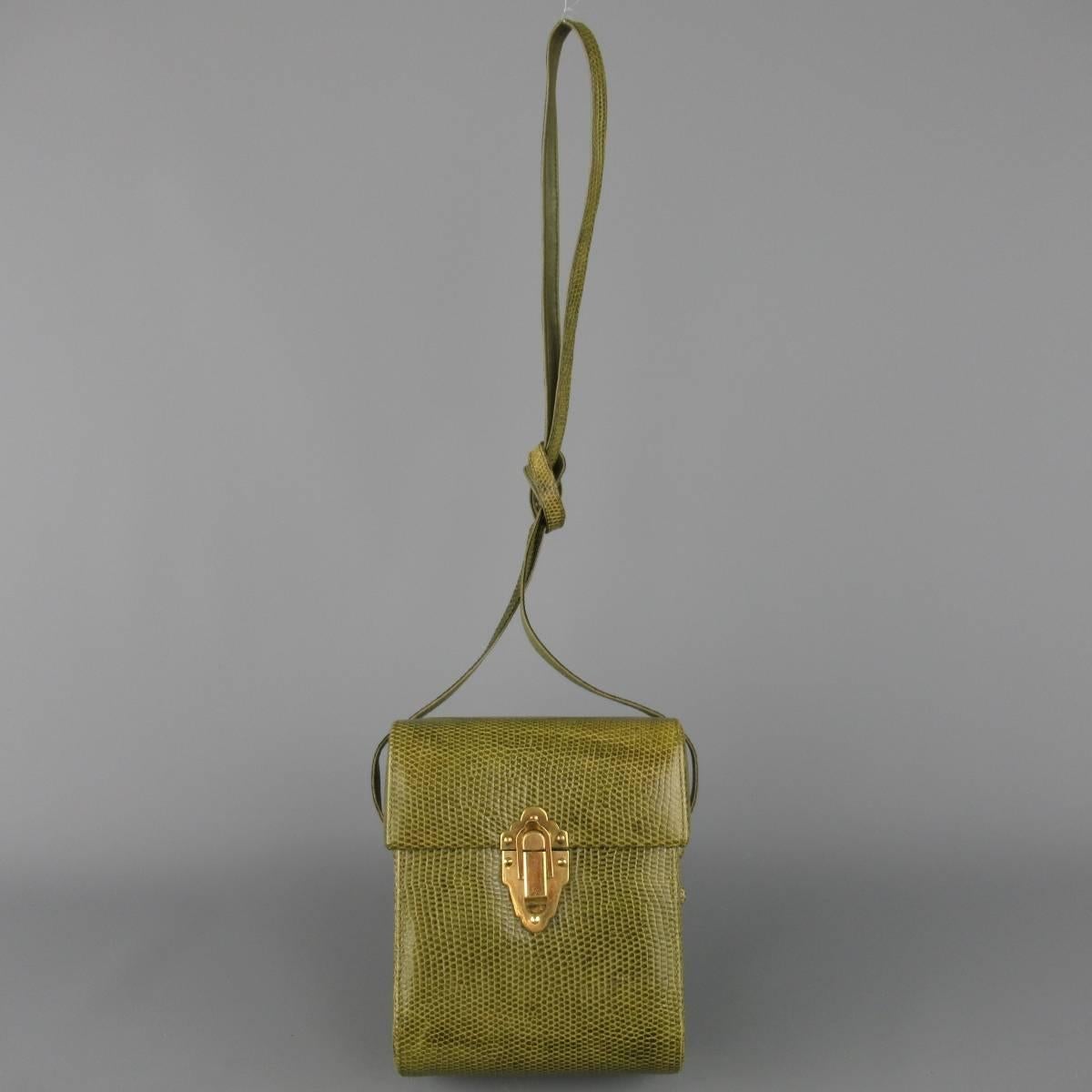 Brown Vintage WILKES BASHFORD Green Lock Box Shoulder Bag
