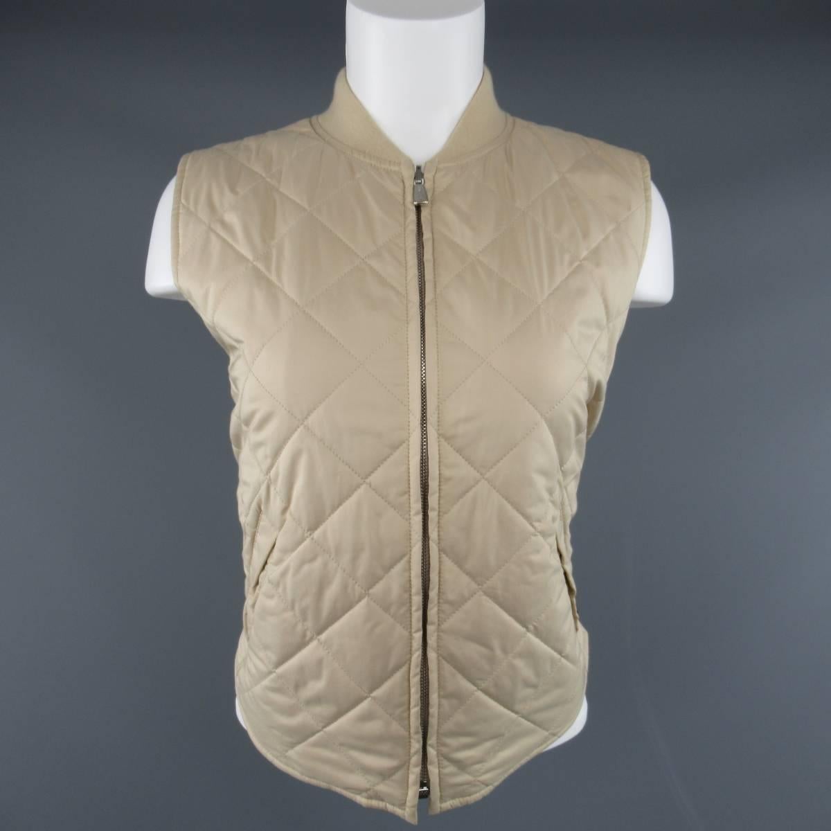 Women's LORO PIANA Size 12 Khaki Roadster Short Detachable Vest Jacket