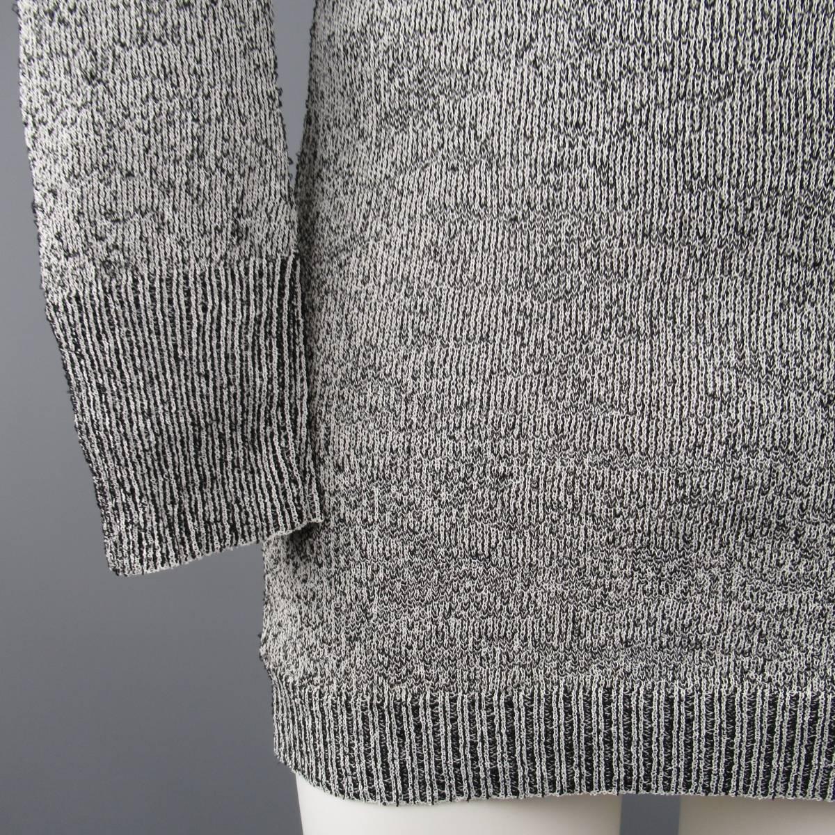 Men's RAF SIMONS SS 2009 M Black & White Heather Viscose Blend Long Pullover In Excellent Condition In San Francisco, CA