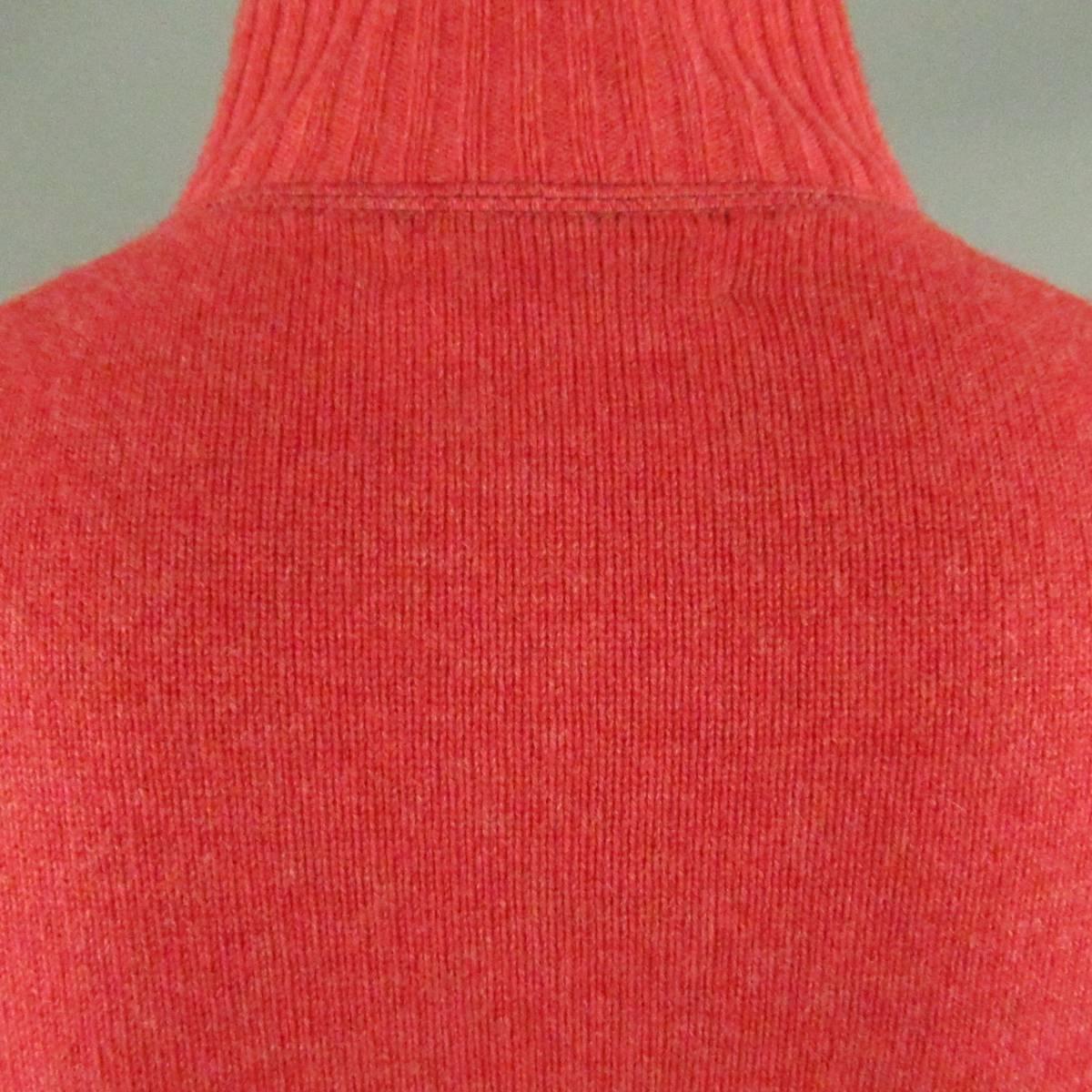 Men's BRUNELLO CUCINELLI L Red Knitted Cashmere Ribbed Button Collar Sweater 3