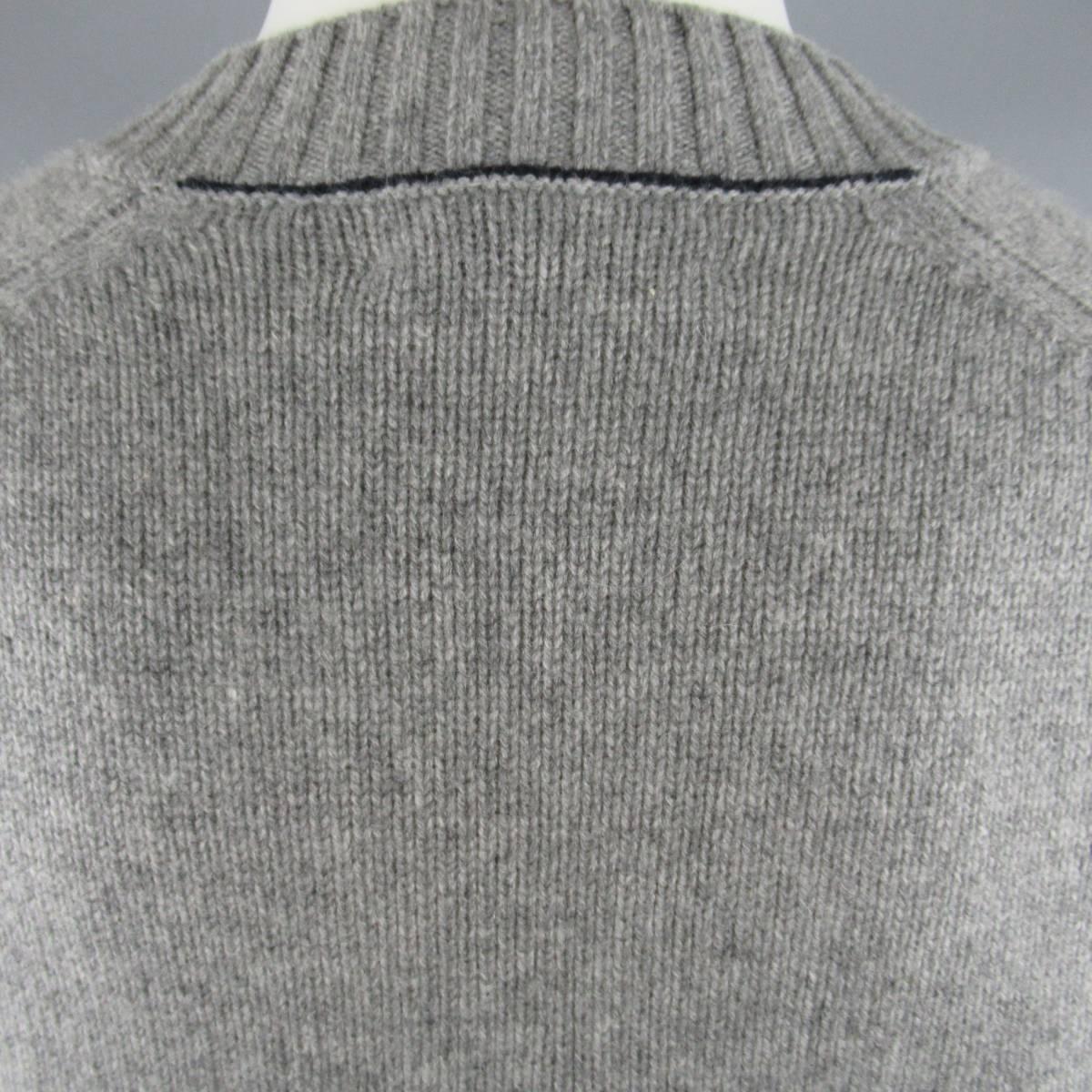 Men's BRUNELLO CUCINELLI Size XS Grey Knitted Cashmere V Neck Sweater 2