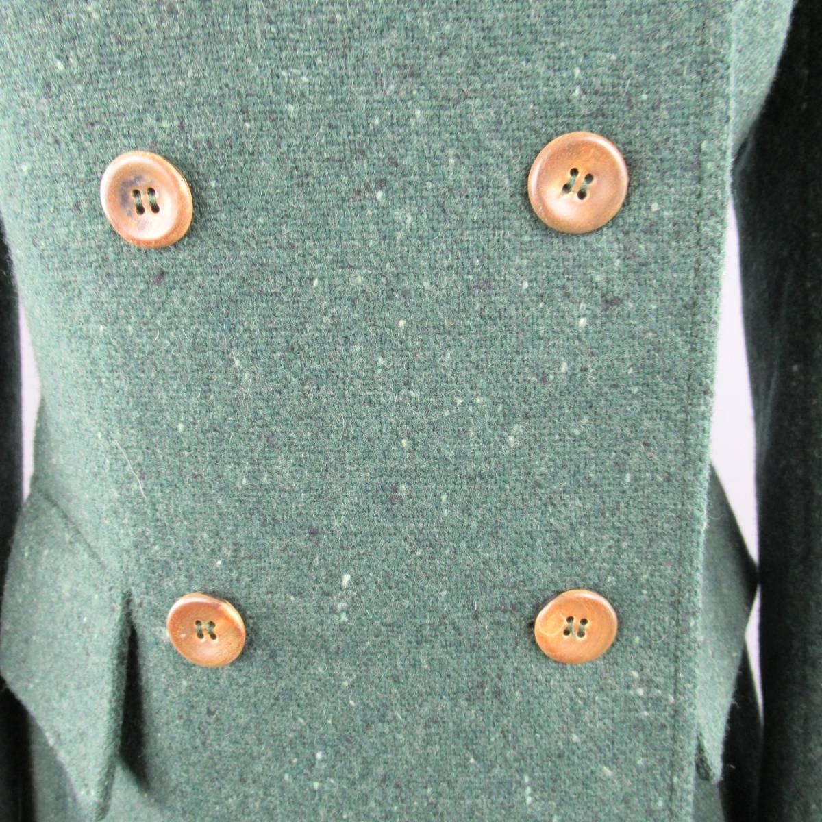 Black LUCIANO BARBERA Size 8 Green Speckle Wool Double Breasted Coat