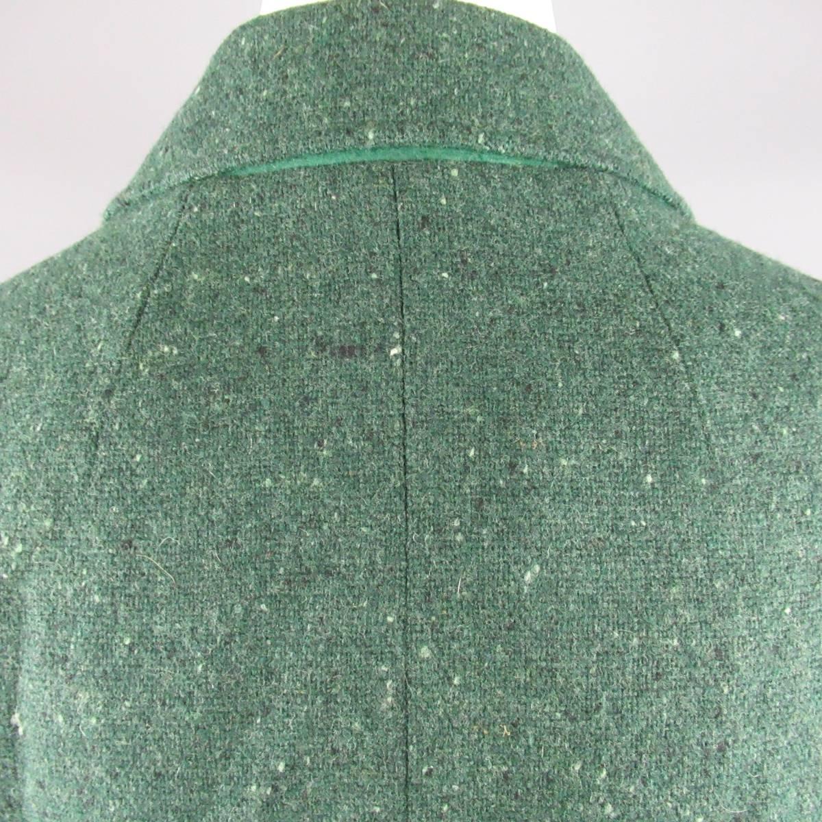 Women's LUCIANO BARBERA Size 8 Green Speckle Wool Double Breasted Coat