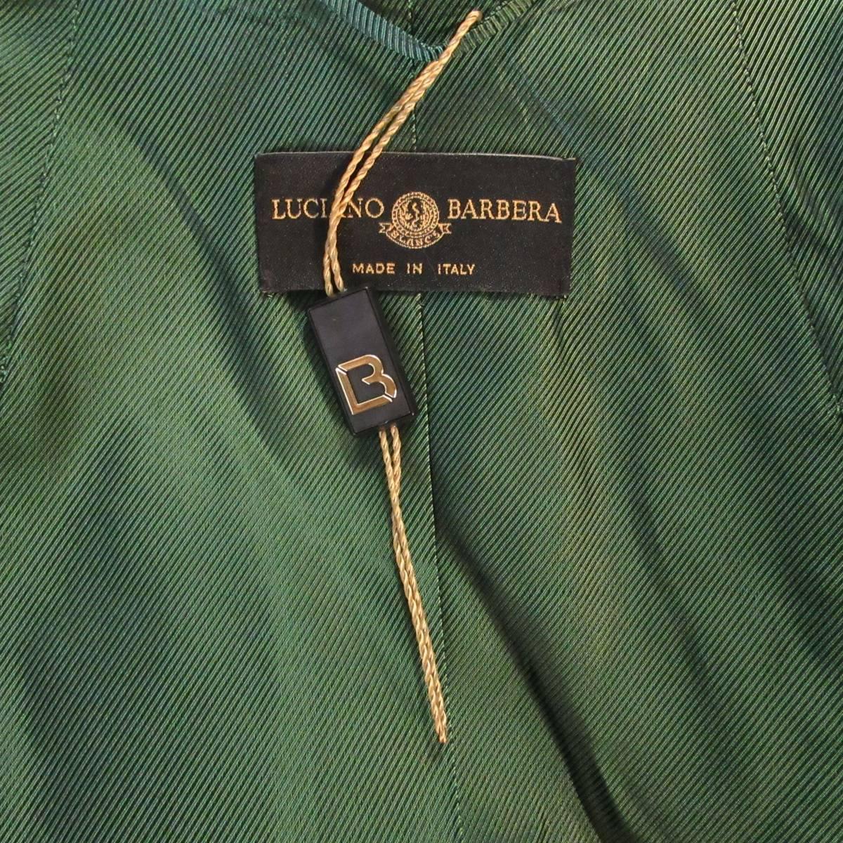LUCIANO BARBERA Size 8 Green Speckle Wool Double Breasted Coat 2