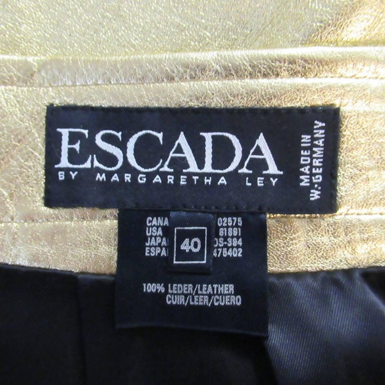 Vintage ESCADA Size 8 Metallic Gold Leather Pencil Skirt at 1stDibs ...