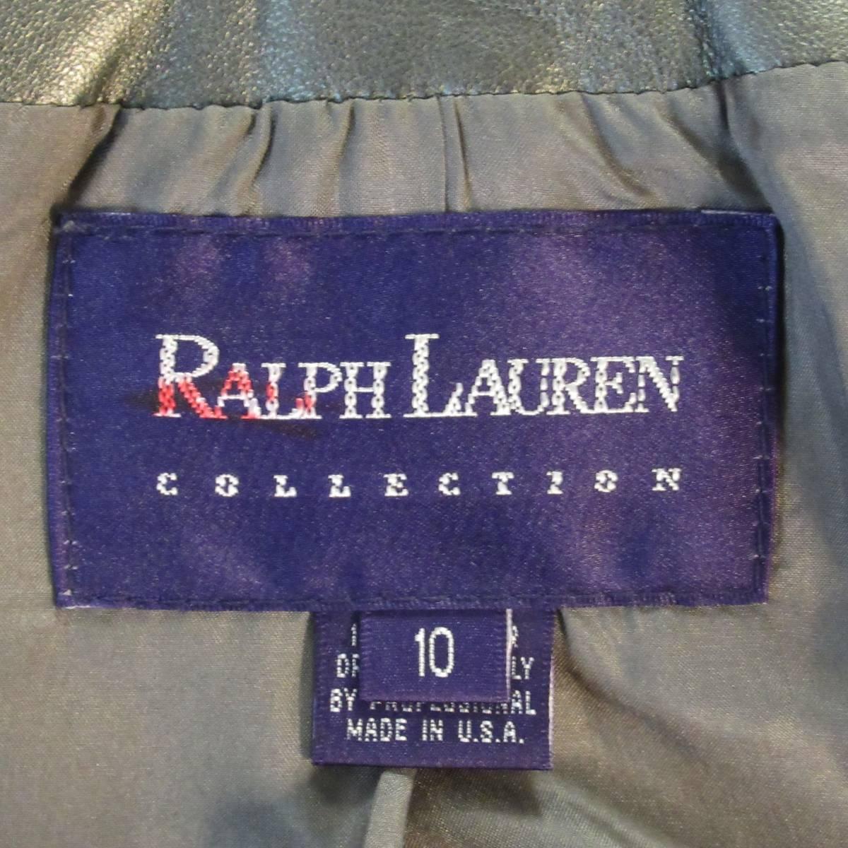 RALPH LAUREN Collection 10 Metallic Silver Leather Double Breasted Jacket 4