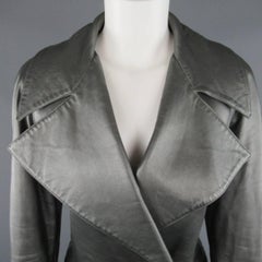 RALPH LAUREN Collection 10 Metallic Silver Leather Double Breasted Jacket