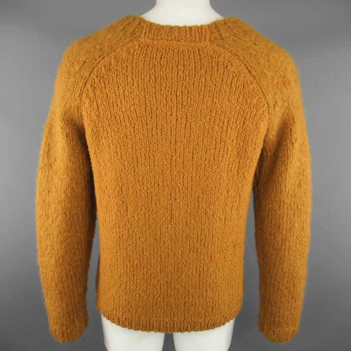 3.1 PHILLIP LIM Size M Gold Chunky Wool Blend Contrast Knit Pullover Sweater In Good Condition In San Francisco, CA