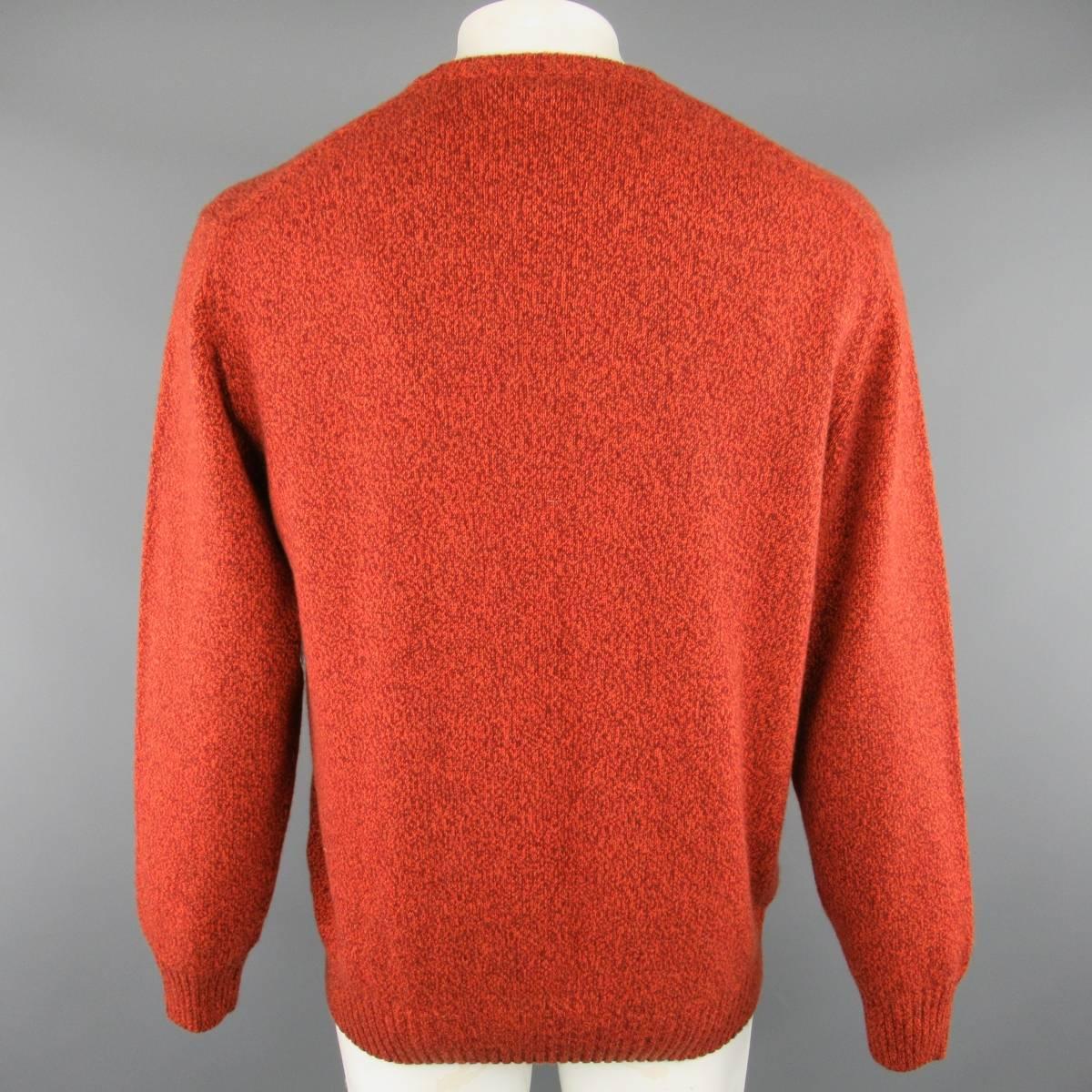 Men's LORO PIANA Size L Brick Red Heather Cashmere Crewneck Pullover Sweater In New Condition In San Francisco, CA