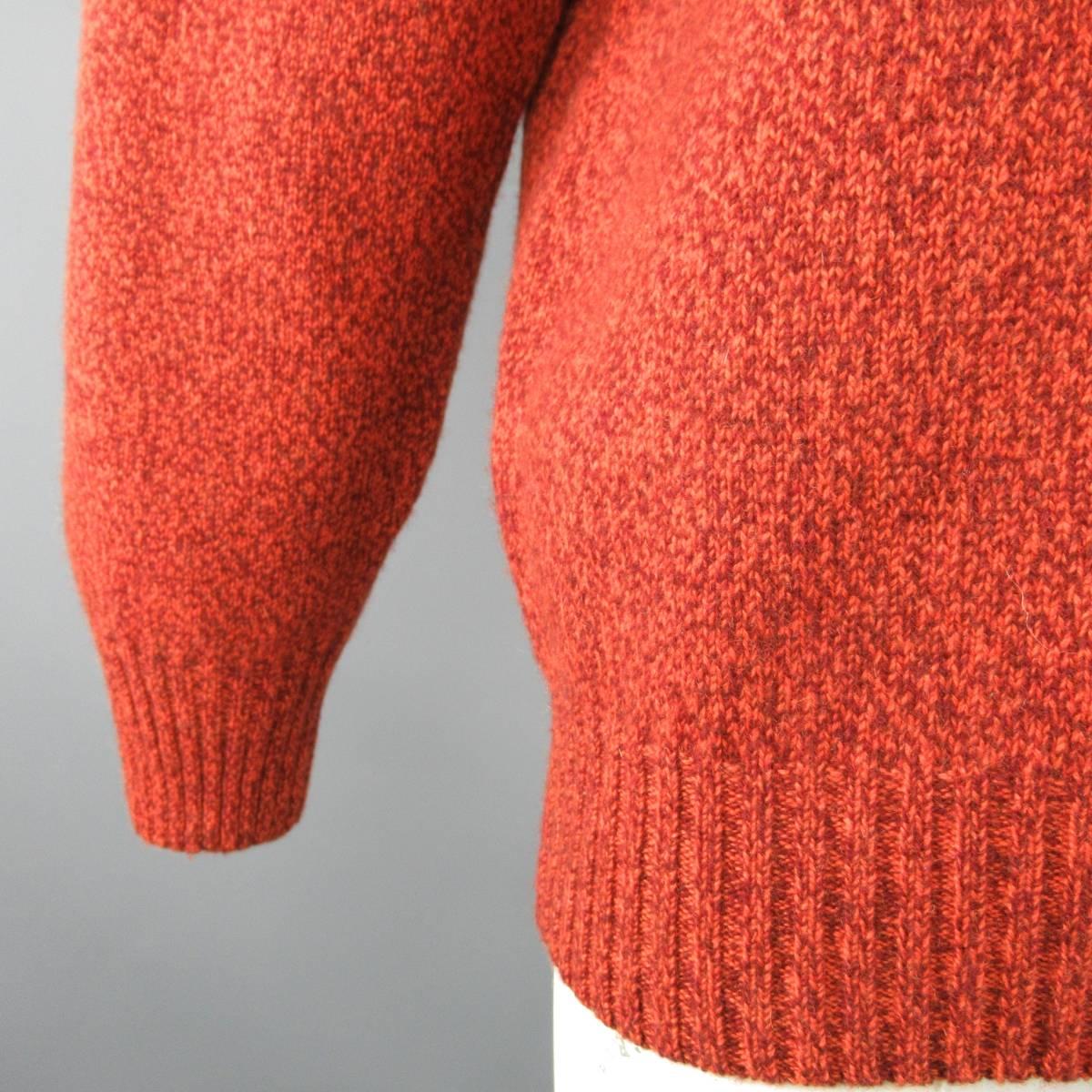 LORO PIANA crewneck pullover sweater comes in a brick red Heather texture cashmere knit with ribbed waistband and cuffs. Made in Italy.
 
New With Tags.
Marked: 52
 
Measurements:
 
Shoulder: 21 in.
Chest: 50 in.
Sleeve: 25 in.
Length: 29 in.

SKU:
