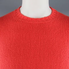Herren LORO PIANA Größe L Korallenrot Gestrickter Baumwollpullover mit Rundhalsausschnitt Pullover