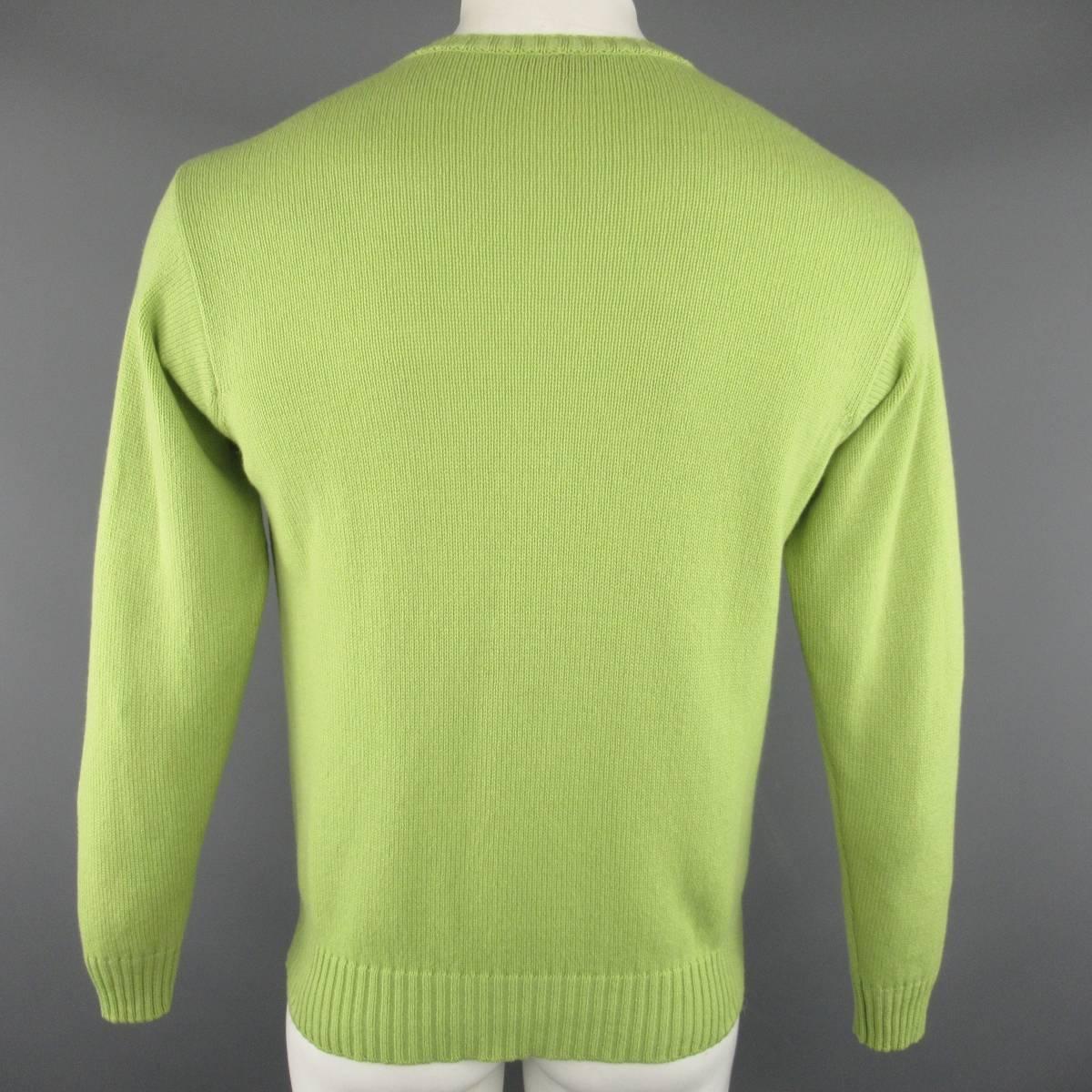 Men's LORO PIANA Size M Light Green Knitted Cashmere Crewneck Pullover 1