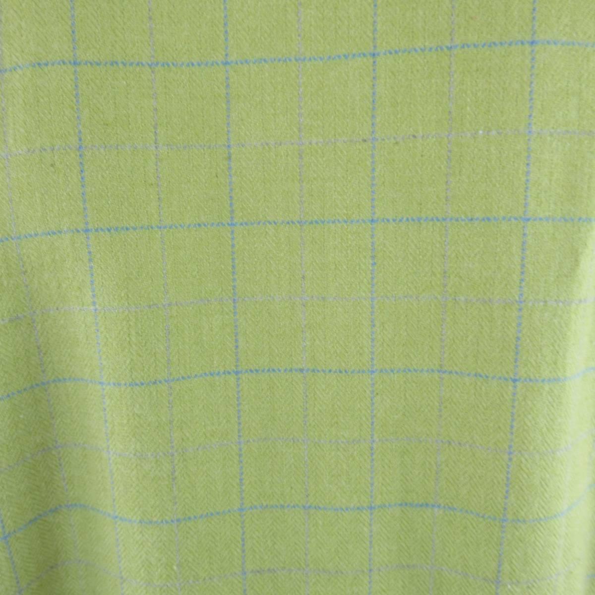 Men's BRIONI Sport Size L Green Window Pane Cotton Flannel Long Sleeve Shirt 1