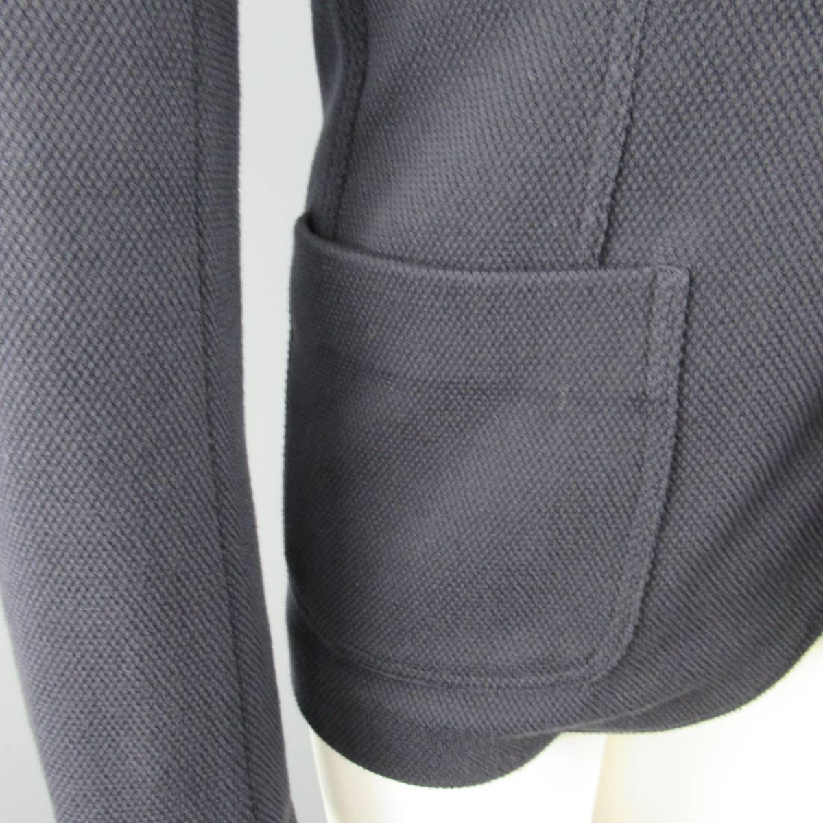 Black Men's VALENTINO S Regular Navy Woven Cotton Blend Sport Coat