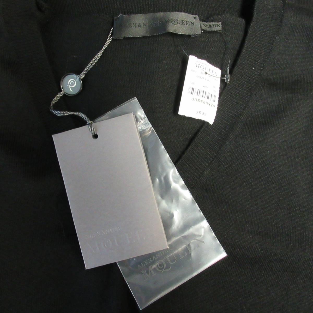 Men's ALEXANDER MCQUEEN Size S Black Solid Wool V Neck Pullover Sweater 1