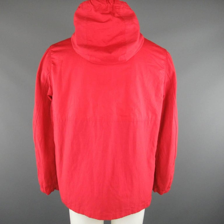 Men's MARNI 38 Red Solid Cotton Blend Paneled Hooded Jacket For Sale at ...
