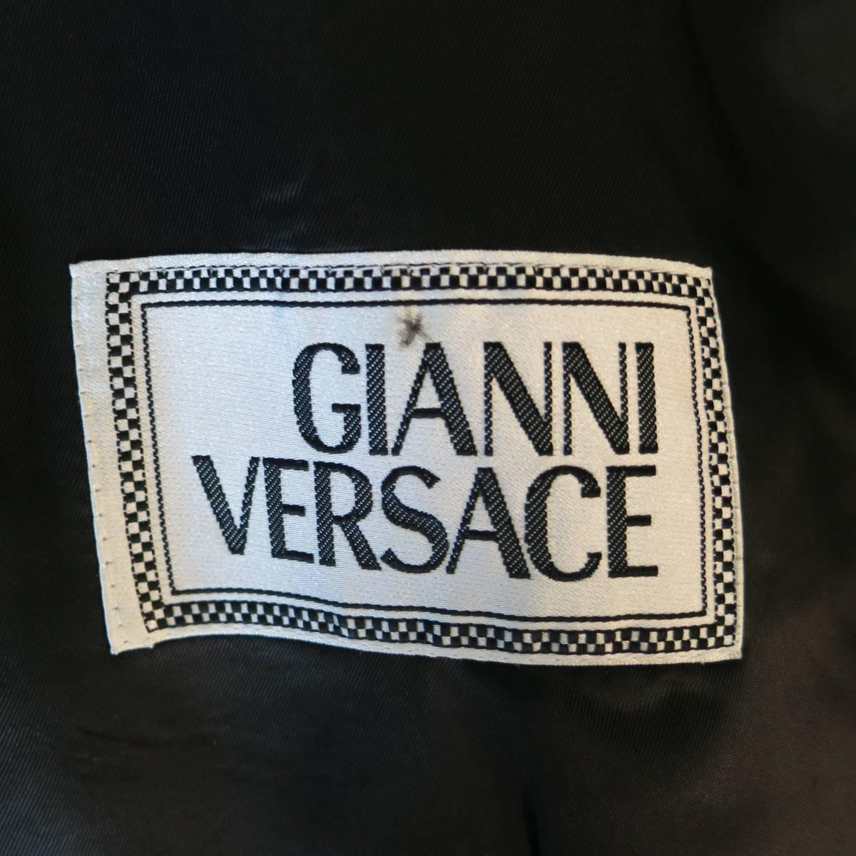 1990s GIANNI VERSACE Size 10 Black Double Breasted Gold Statement Button Blazer 3