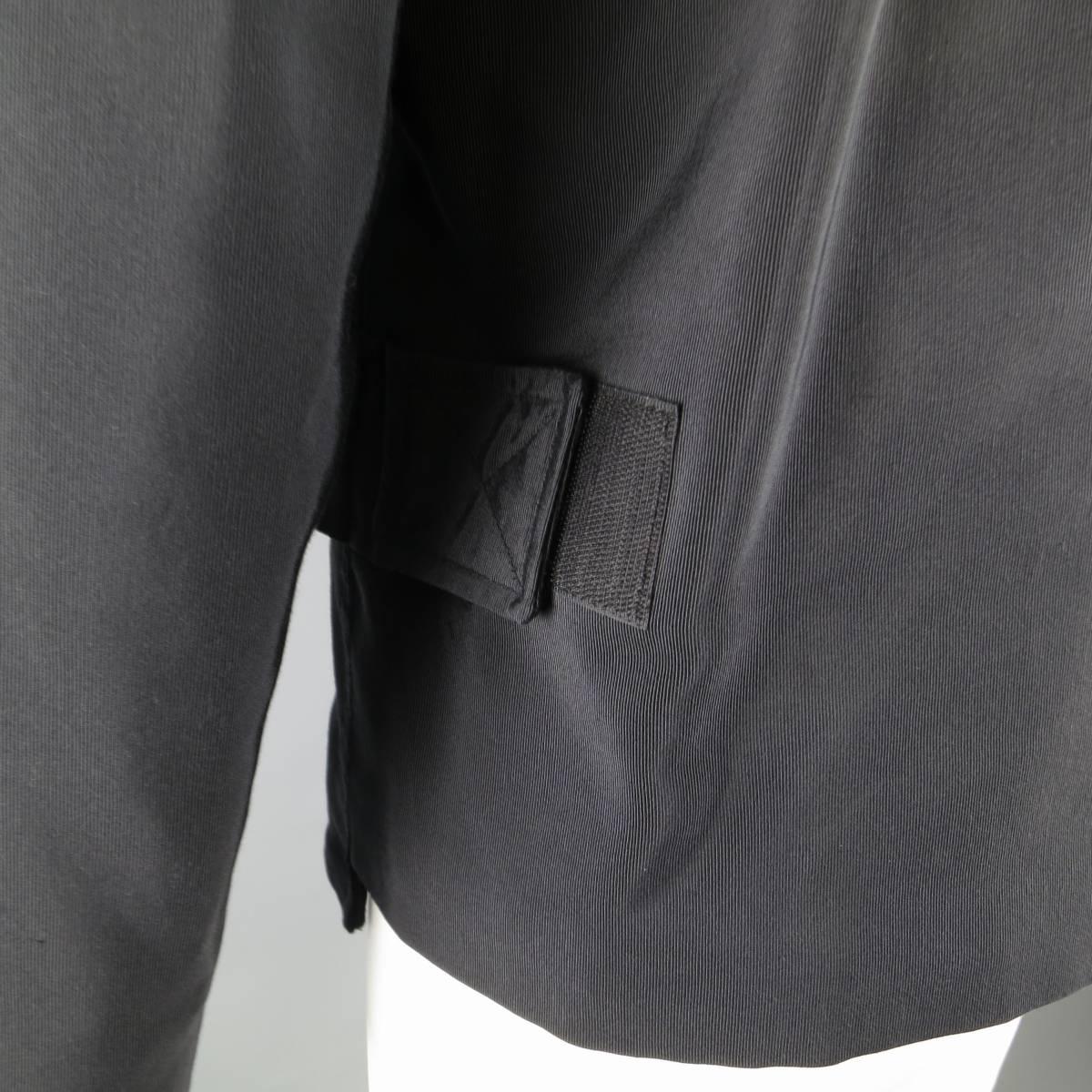 1990s GIANNI VERSACE Size 8 Black Cotton / Rayon High Collar Military Jacket 3