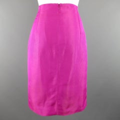 GIANNI VERSACE 1980s Size 10 Metallic Fuchsia Stripe Pencil Skirt