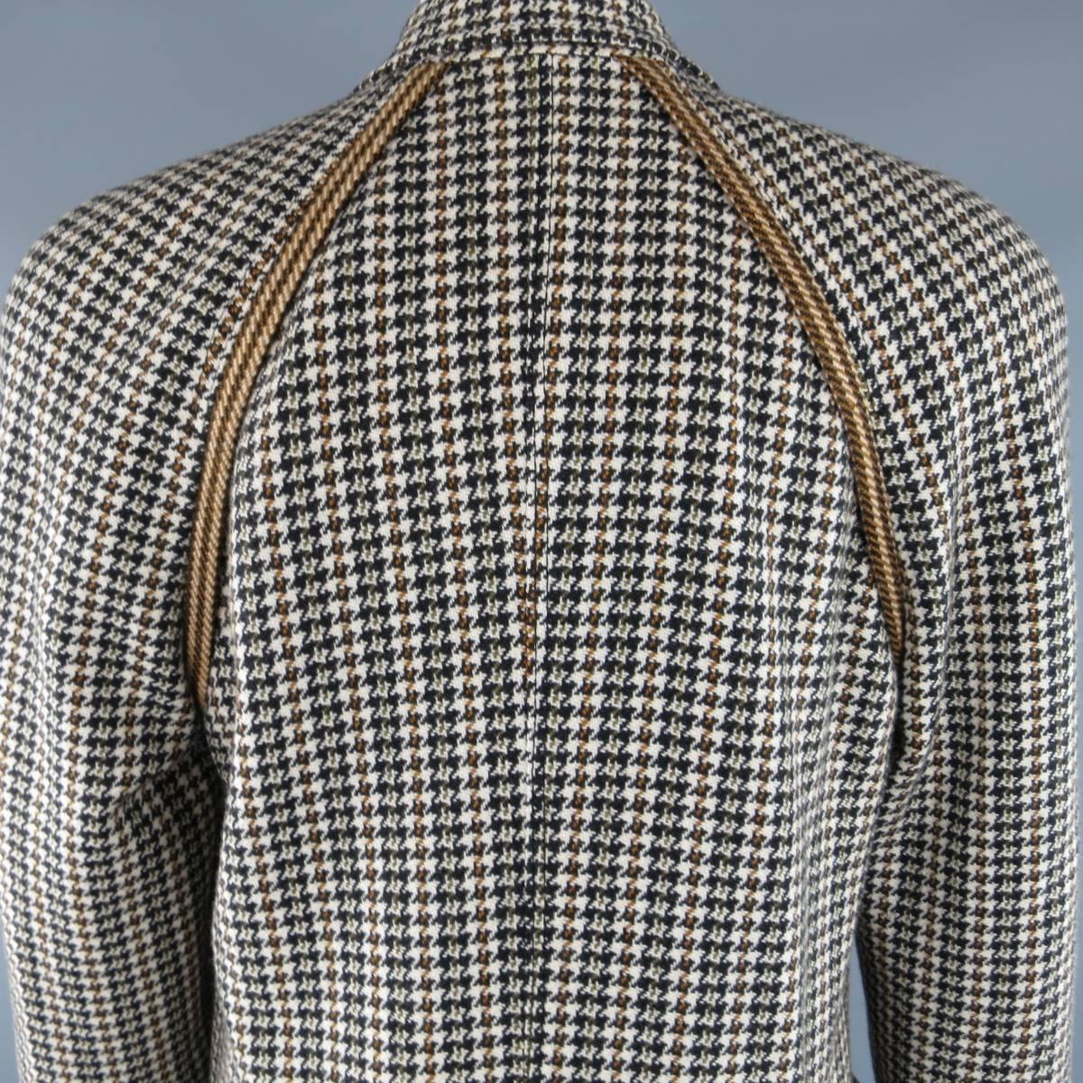 GIANNI VERSACE 1980s Size 8 Beige Houndstooth Cashmere Double Breasted Jacket 3