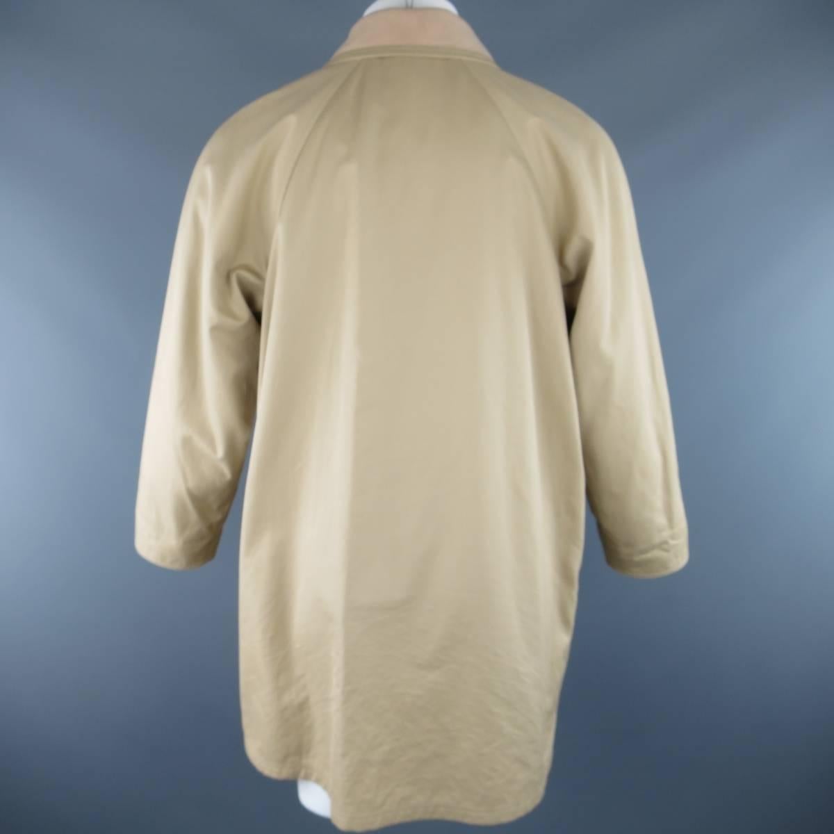 1990s GIANNI VERSACE Size L Khaki Twill Fleece Lining Belted Coat 2