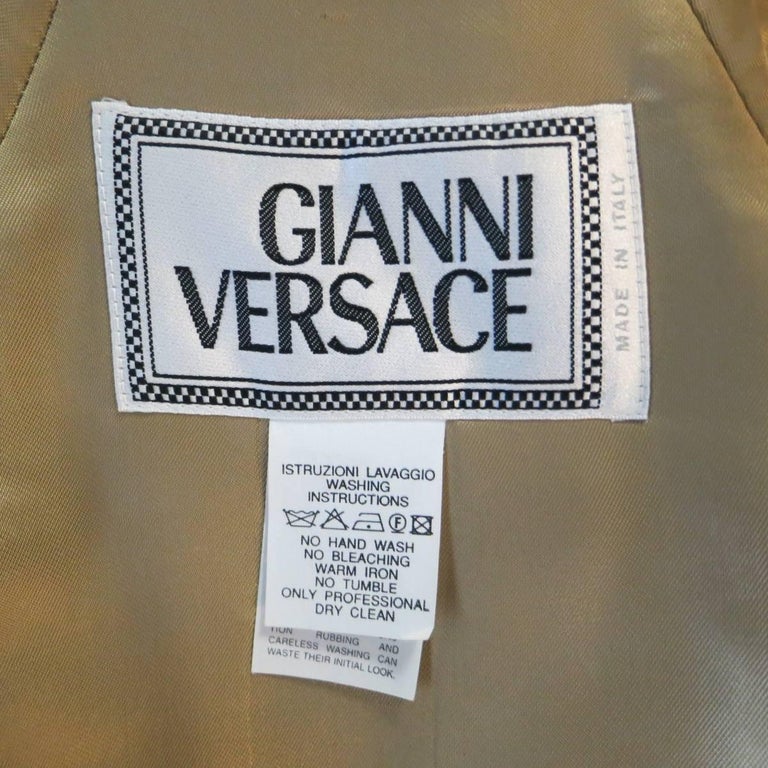 1990s GIANNI VERSACE Size L Khaki Twill Fleece Lining Belted Coat For ...
