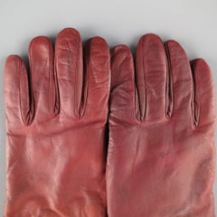 Men's GIORGIO ARMANI Size M Burgundy Lamb Skin Leather Gloves