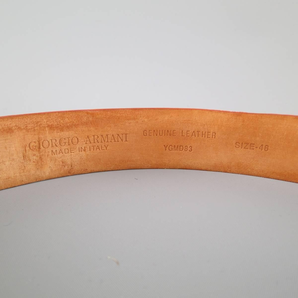Men's GIORGIO ARMANI Size 34 Burnt Orange Pebbled Leather Belt