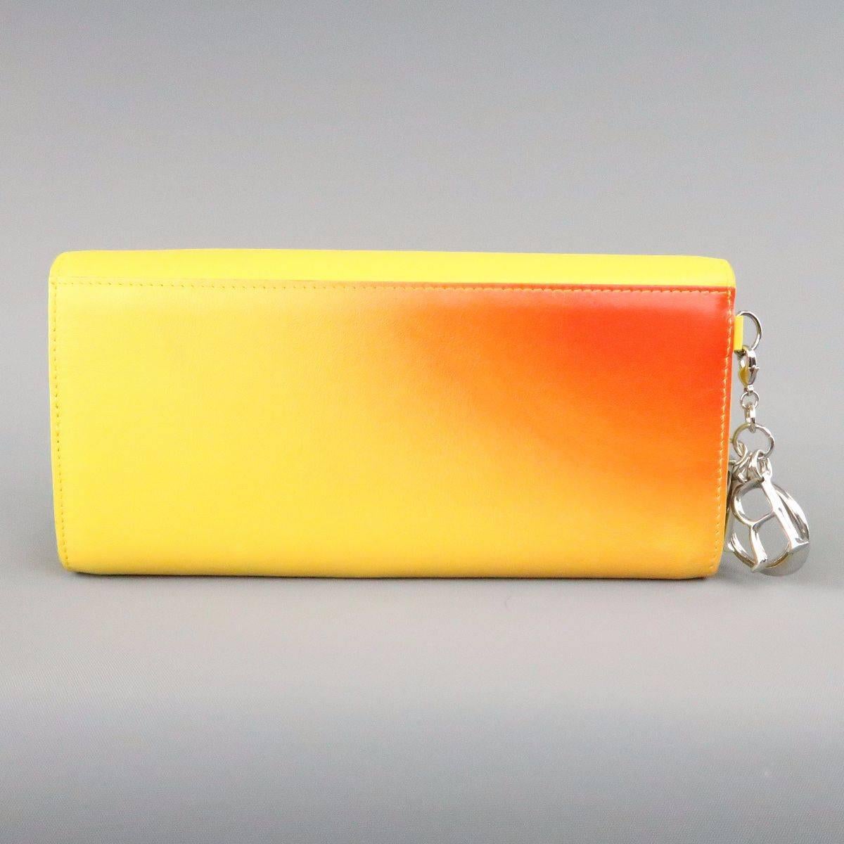 CHRISTIAN DIOR Yellow & Orange Gradient Leather Silver Charm Wallet 2