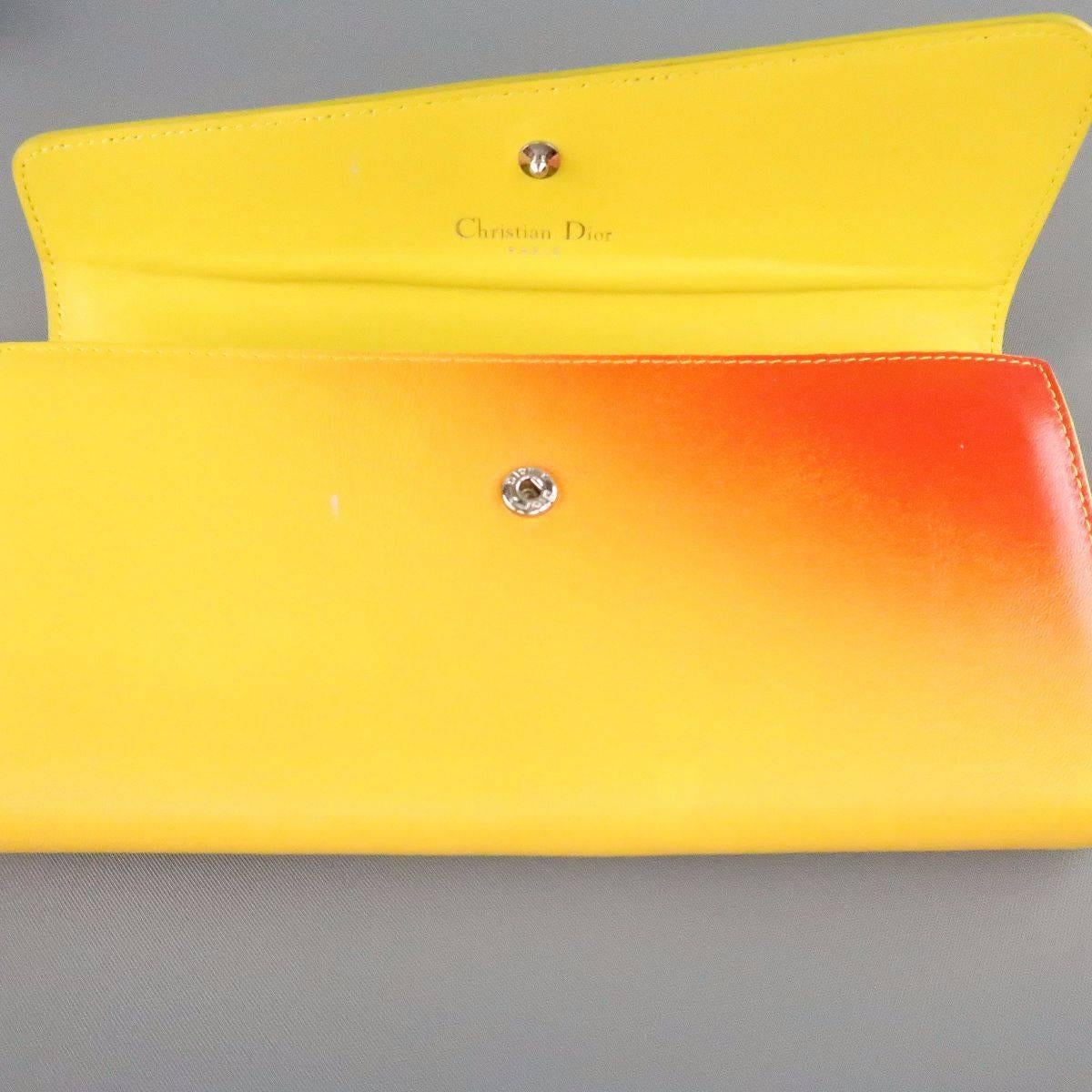 CHRISTIAN DIOR Yellow & Orange Gradient Leather Silver Charm Wallet 3