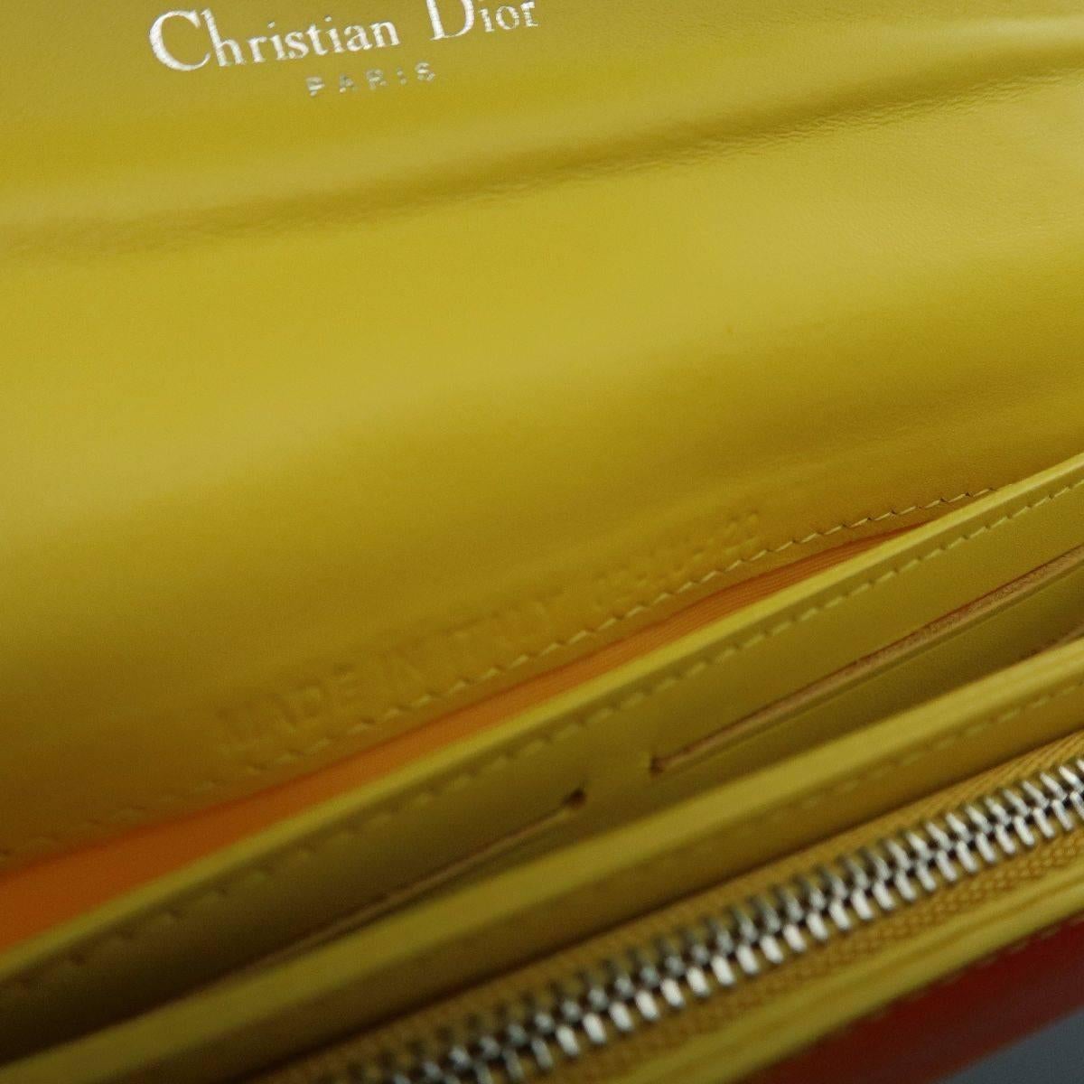 CHRISTIAN DIOR Yellow & Orange Gradient Leather Silver Charm Wallet 6