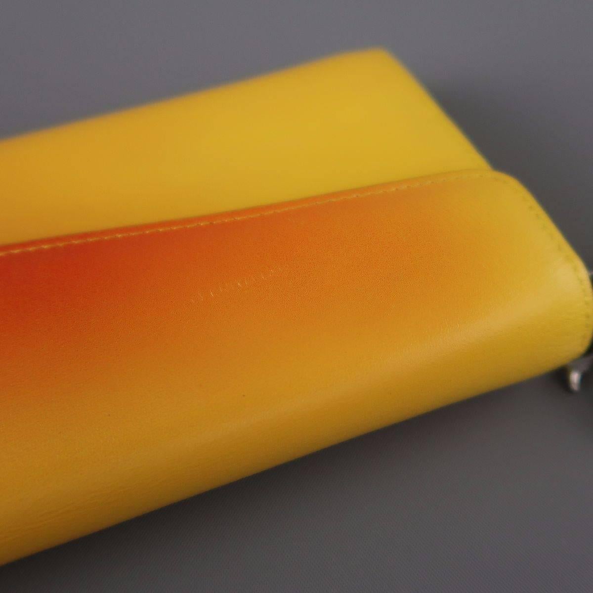 CHRISTIAN DIOR Yellow & Orange Gradient Leather Silver Charm Wallet 1