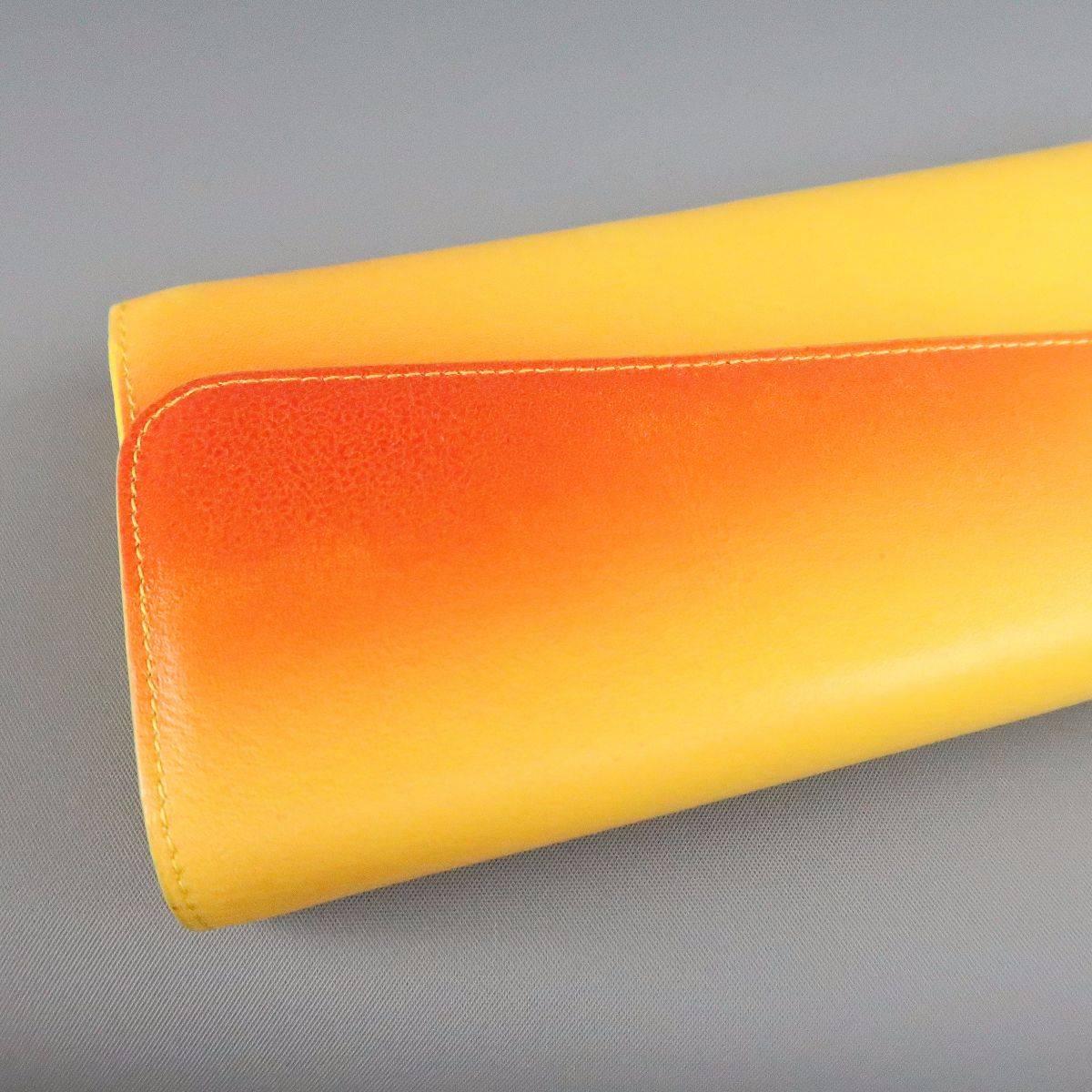 Women's CHRISTIAN DIOR Yellow & Orange Gradient Leather Silver Charm Wallet