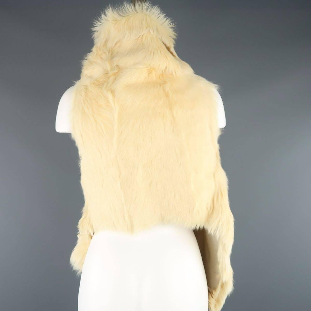 ANN DEMEULEMEESTER Size M Cream Beige Fur Shearling Wrap Vest 2