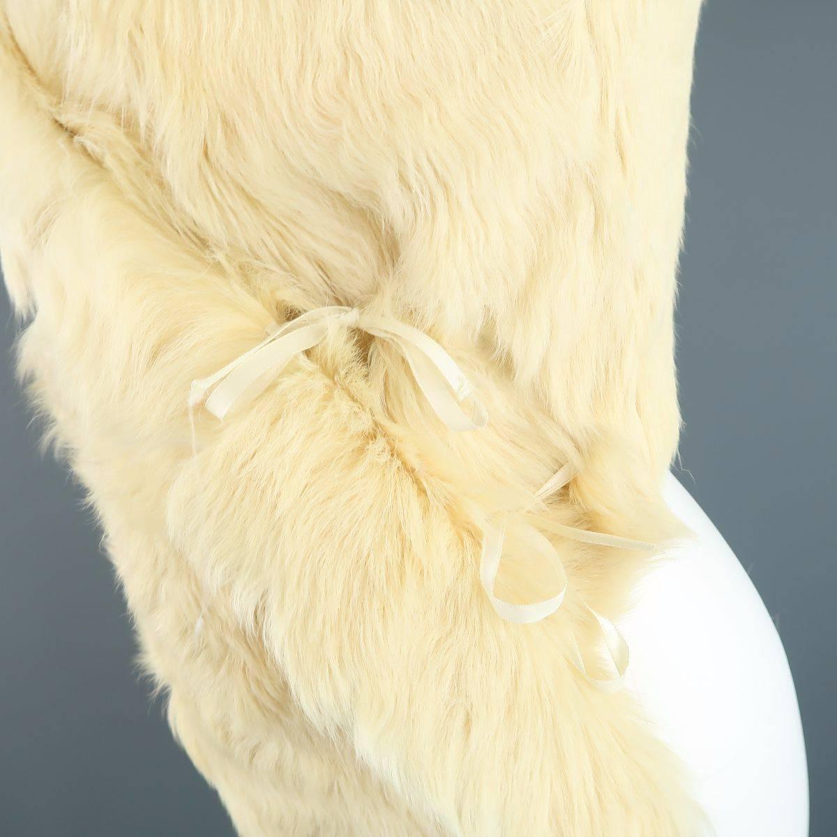 Women's ANN DEMEULEMEESTER Size M Cream Beige Fur Shearling Wrap Vest