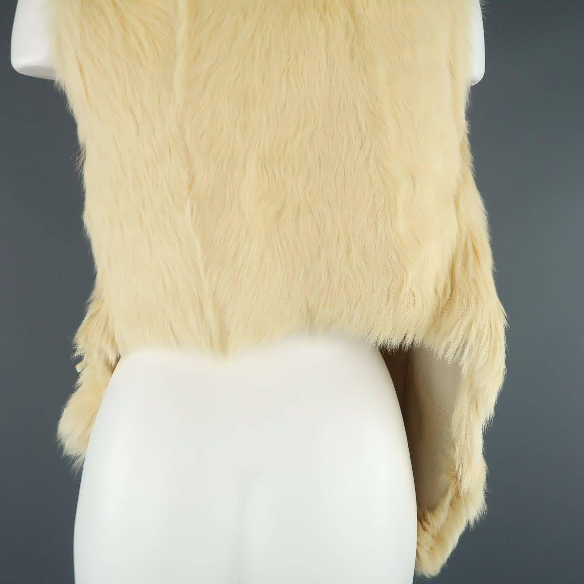 ANN DEMEULEMEESTER Size M Cream Beige Fur Shearling Wrap Vest 3