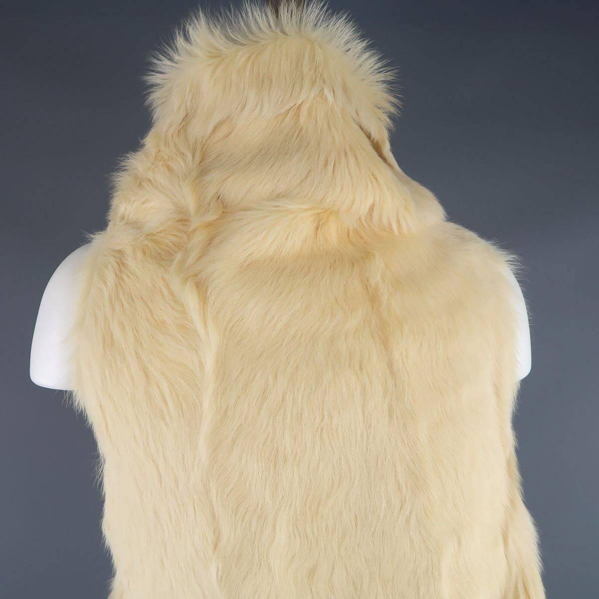 ANN DEMEULEMEESTER Size M Cream Beige Fur Shearling Wrap Vest 4