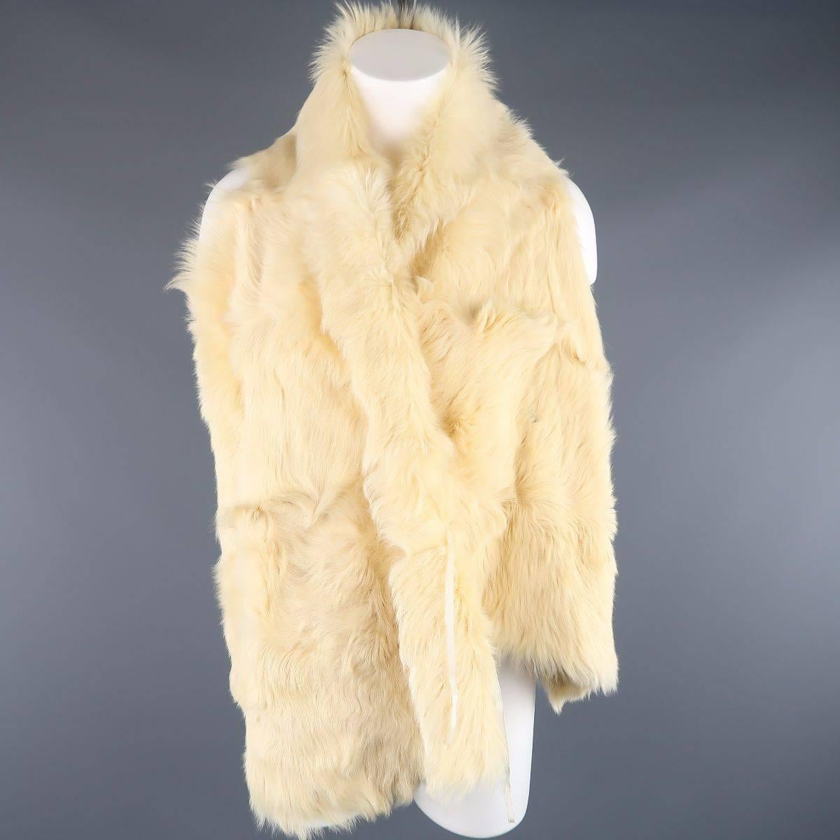 ANN DEMEULEMEESTER Size M Cream Beige Fur Shearling Wrap Vest 5