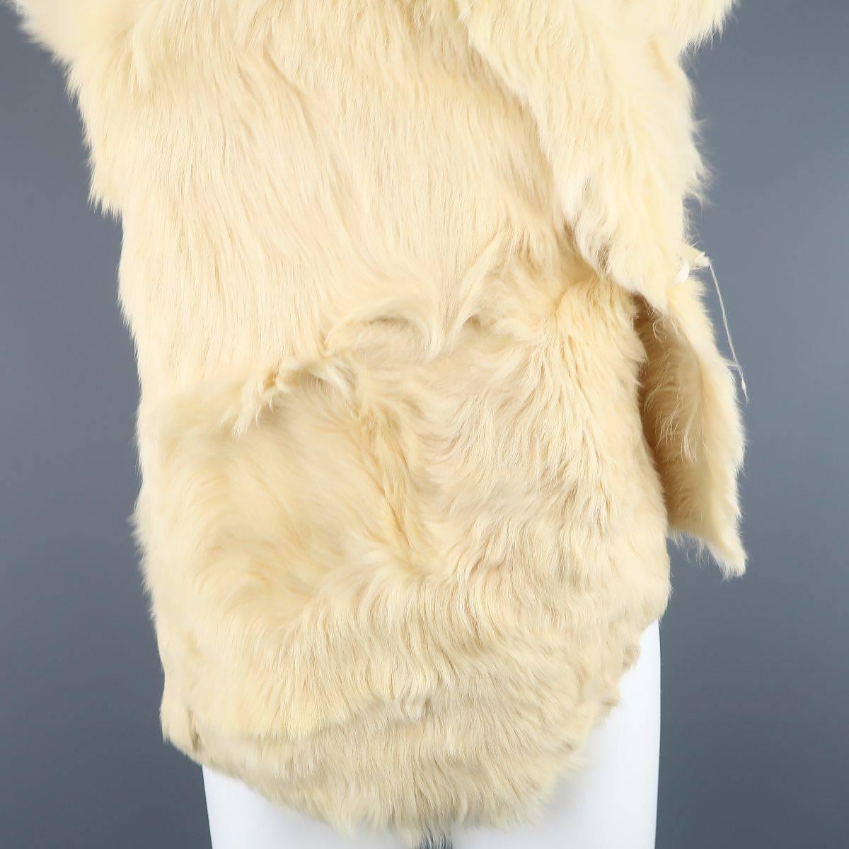 ANN DEMEULEMEESTER Size M Cream Beige Fur Shearling Wrap Vest 1