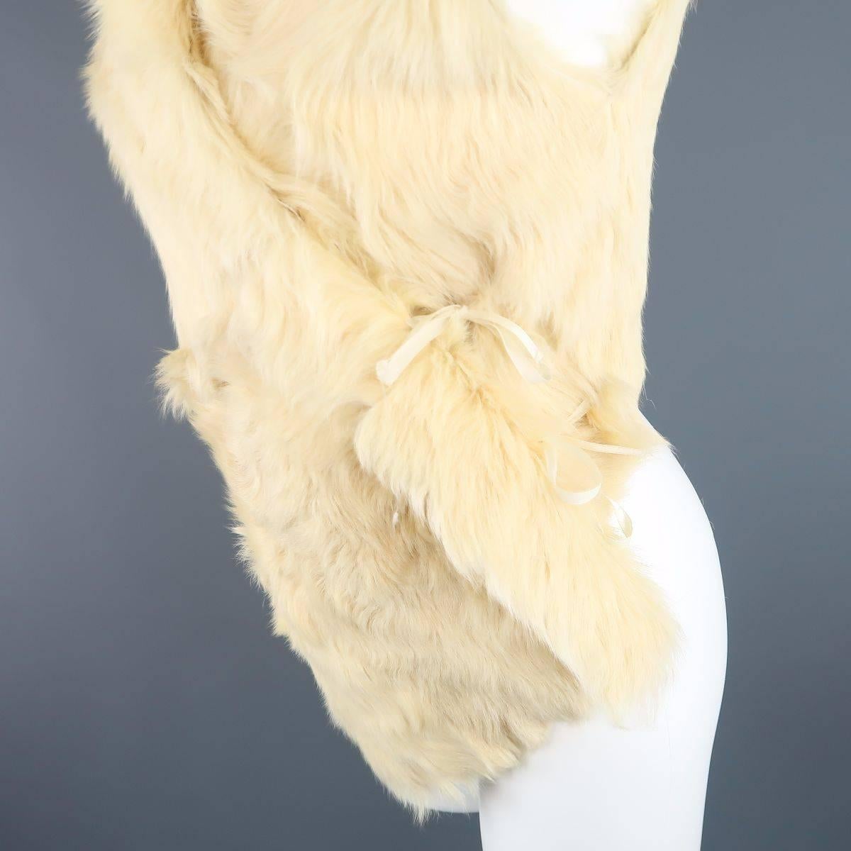 ANN DEMEULEMEESTER Size M Cream Beige Fur Shearling Wrap Vest In Excellent Condition In San Francisco, CA