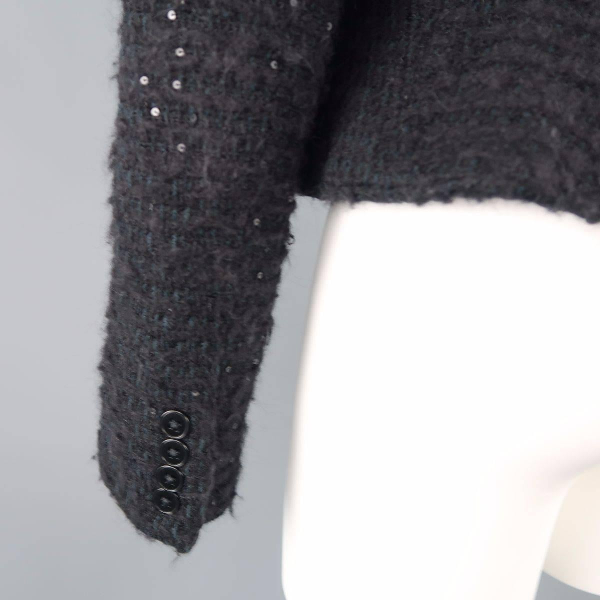RALPH LAUREN Size 10 Black Sequin Wool Blend Boucle Jacket 3