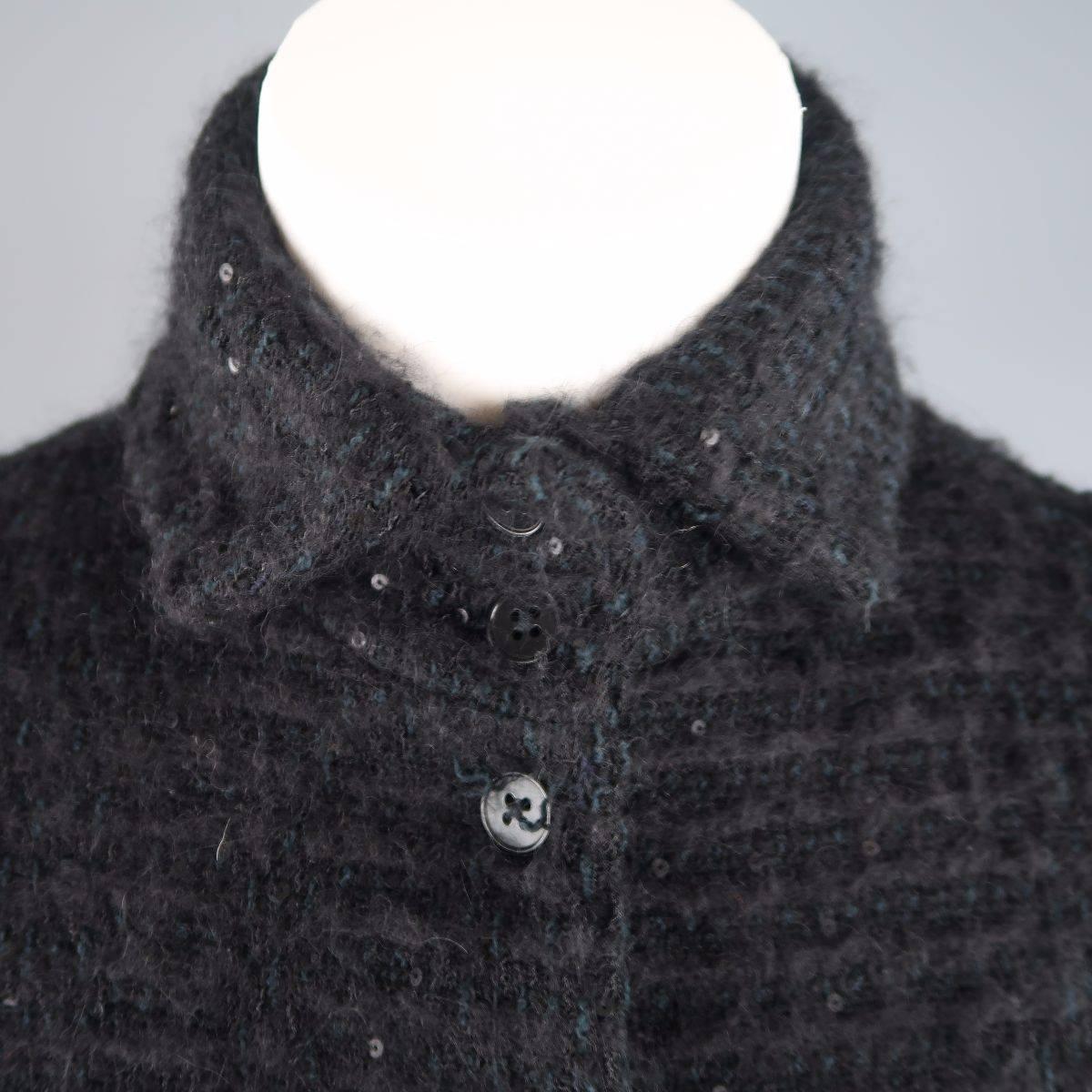 RALPH LAUREN Size 10 Black Sequin Wool Blend Boucle Jacket In Good Condition In San Francisco, CA