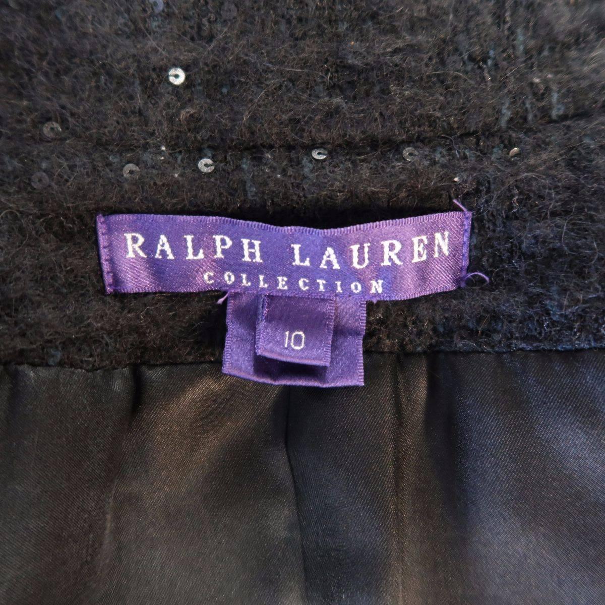 RALPH LAUREN Size 10 Black Sequin Wool Blend Boucle Jacket 4