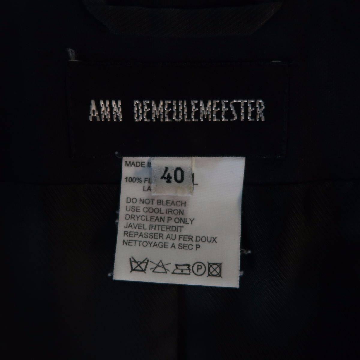 ANN DEMEULEMEESTER Size 6 Black Wool Raw Trim Peak Lapel Blazer 3