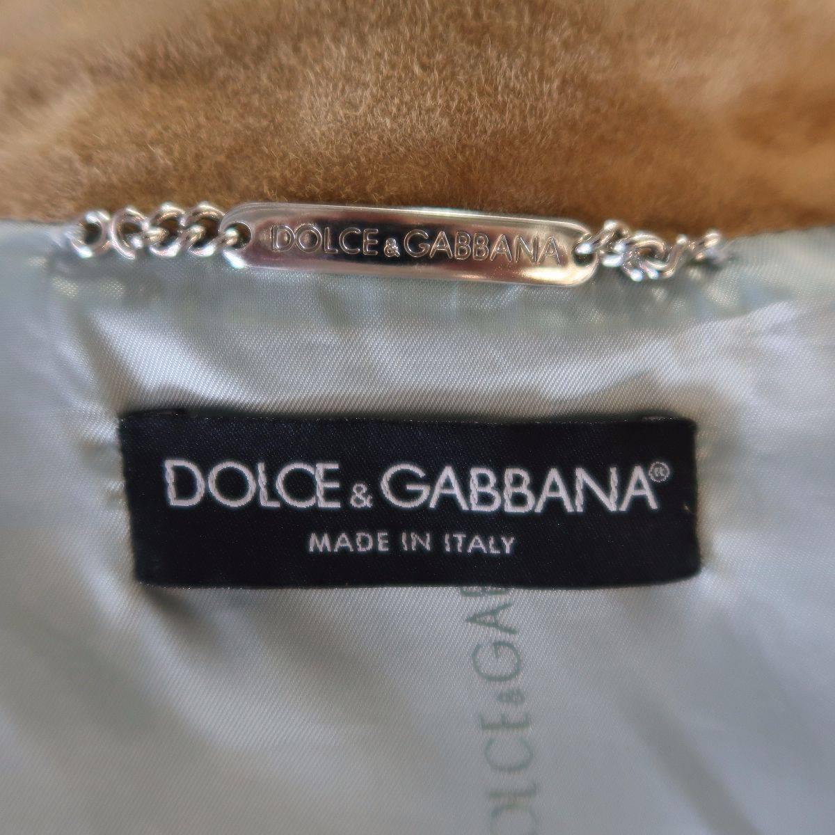 DOLCE & GABBANA Size 4 Beige Suede Blue Stitching Snap Jacket 6